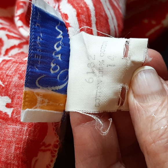 Vintage Resort CARON INTL red & white cotton floral sundress sz MED A line - Picture 7 of 7